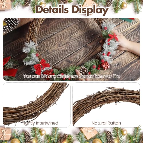 16 Inch Natural Grapevine Wreath for DIY Christmas Holiday & Wedding Decor - Rustic Garland