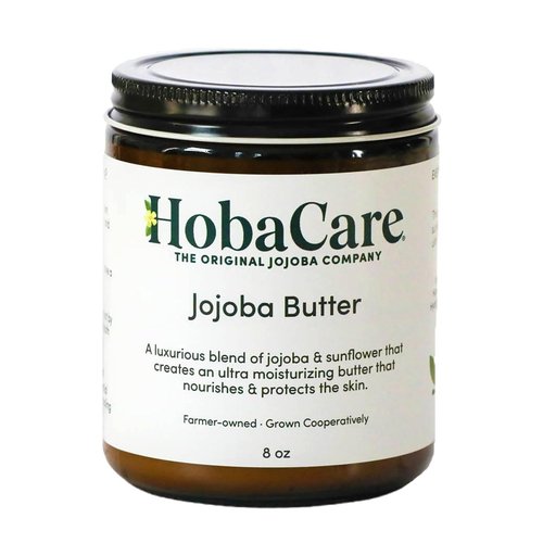 HobaCare Jojoba Butter, Fragrance-Free Body Butter Base with Natural First-Press Pure Jojoba Oil - Softening, Moisturizing, Vegan, Cruelty-Free Cream for Skin & Hair (8 oz)