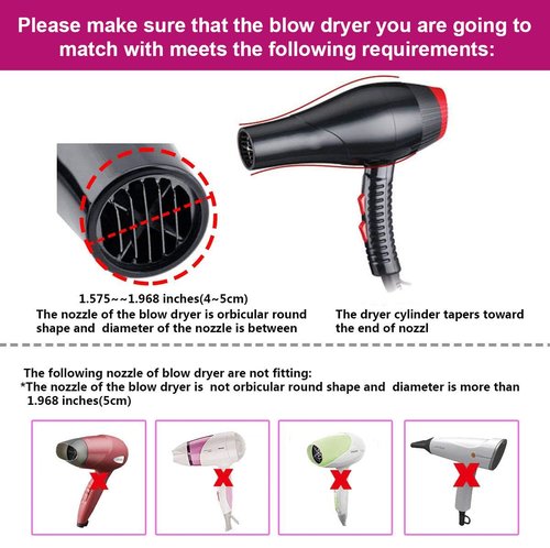 Collapsible Silicone Hair Dryer Diffuser - Travel-Friendly & Space-Saving - Fits Most Dryers (1.575-1.968 Inch Nozzle) - Pink