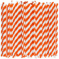 7.75-Inch Orange Striped Paper Drinking Straws Bulk 1000 - Unwrapped
