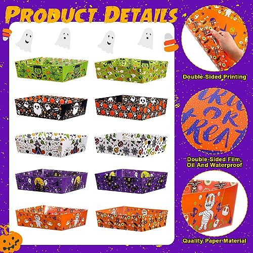 Halloween Food Snack Tray Paper Serving Bowls - Classic Style, 50 Pack