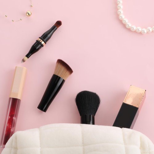 Travel Makeup Brushes with Case, 4 in 1 Makeup Brush Set, Foundation/Blush Brush, Eyeshadow Brush, Concealer Brush, Dual-Ended Makeup Brush Ideal for Foundation, Concealer, Eyeshadow