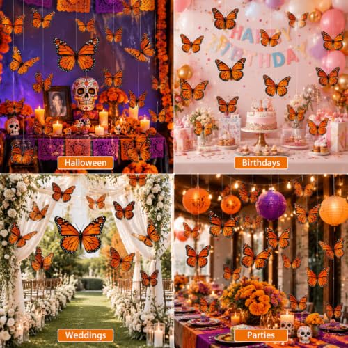 18 Pcs Large Monarch Butterfly Decoration for Dia De Los Muertos - Fall & Halloween Decor - Variation of THIS listing