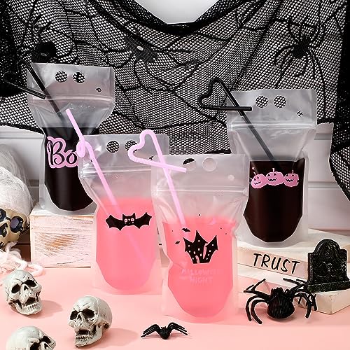 Witch Time Halloween Drink Pouches Set with Straws - 24 Pack