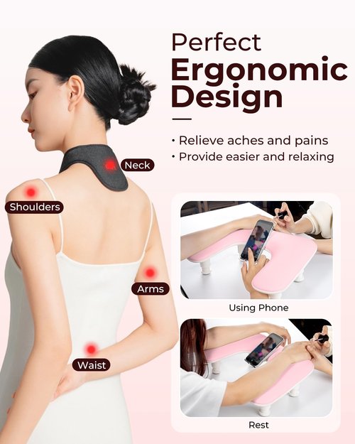 Arm Rest for Nails Tech with Phone Holder,Adjustable Nail Hand Rest for Acrylic Nails,PU Leather-Pink
