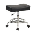 KLASIKA Heavy Duty Extra Wide Rolling Stool PU Leather Thickened Seat Cushion with Foot Rest Adjustable Height Swivel with Wheels for Spa Salon Tattoo Work Massage Barstool, Black, 1 Pack