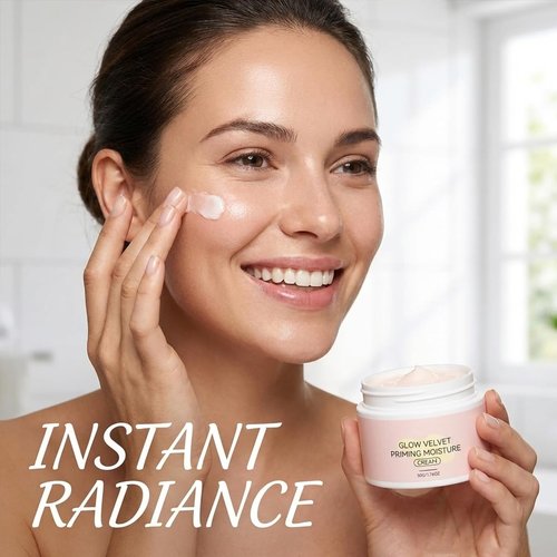 Glow Velvet Priming Moisture Cream - Hydrating Pore Blurring Primer for Smooth, Long-Lasting Makeup (1 Pc)