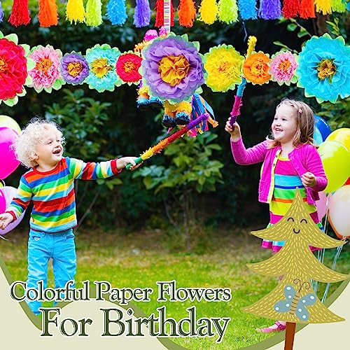 Large Paper Flower Wall Decorations - 51 Pack of Multicolor Tissue Pom Poms