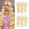 Blonde Human Hair Frontal 13x4 Transparent HD Lace Closure 100% Brazilian Ear To Ear Body Wave 613 Frontal Free Part Pre Plucked with Natural Hairline 10 Inch