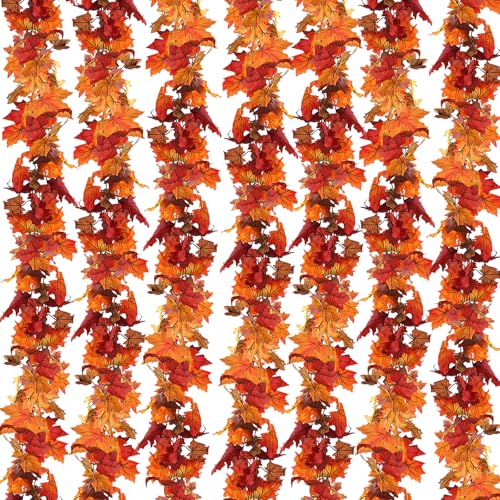 14 Pack Fall Leaf Garland - 82.6Ft Autumn Maple Leaves for Thanksgiving & Home Decor