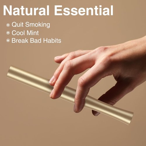 Natural Plant Aroma Flavored Air Inhaler for Habit Support | Nicotine-Free, Smokeless Inhaler, Portable Aluminum Device with Refillable Inserts
