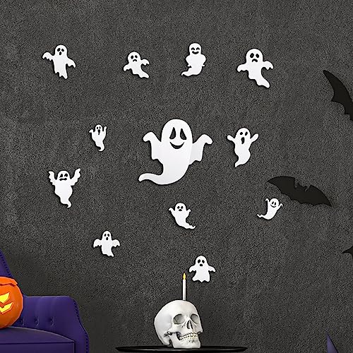 Halloween Ghost Wall Stickers Decor - 24 Pcs Repositionable Ghost Decals for Home & Party