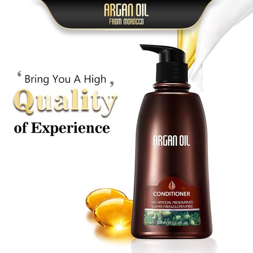 Moroccan Argan Oil Shampoo & Conditioner Set - Intense Moisturizing Hair Treatment with Mask | Color Safe, UV Protection, 3-Pack Gift Box