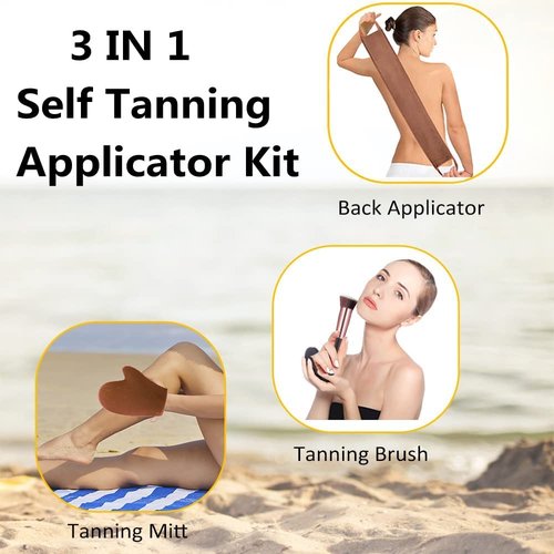ANSPHIE 3 Pack Self Tanner Mitt Applicator Kit - Premium Sunless Tanning Mitts & Gloves Set with Double-Sided Waterproof Design for Streak-Free Application