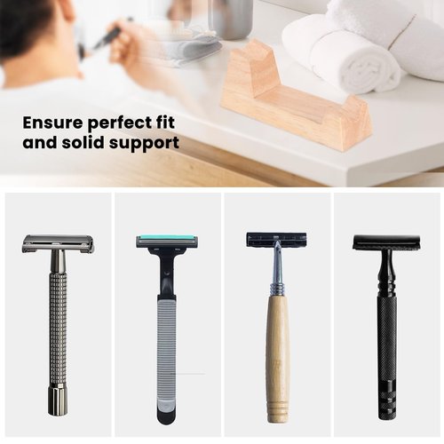 MAOUDA Wooden Safety Razor Stand - for Henson AL13 / AL13-M / Ti22 - Stand of Minimalism to Hold Your Razor - Luxury Razor Display Stand for Storing Your Razor