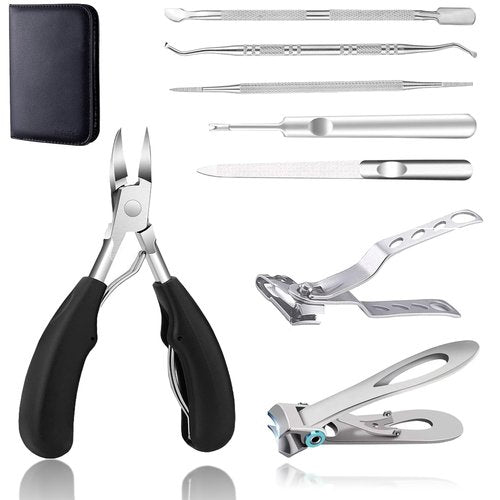 Toenail Clippers for Thick Toenails,Professional Toe Nail Clippers Set,Heavy Duty Long Handle Toenail Clipper for Seniors/Adult/Man/Women,Podiatrist Ingrown Toenail Tools with Storage Case (Set A)