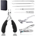 Toenail Clippers for Thick Toenails,Professional Toe Nail Clippers Set,Heavy Duty Long Handle Toenail Clipper for Seniors/Adult/Man/Women,Podiatrist Ingrown Toenail Tools with Storage Case (Set A)