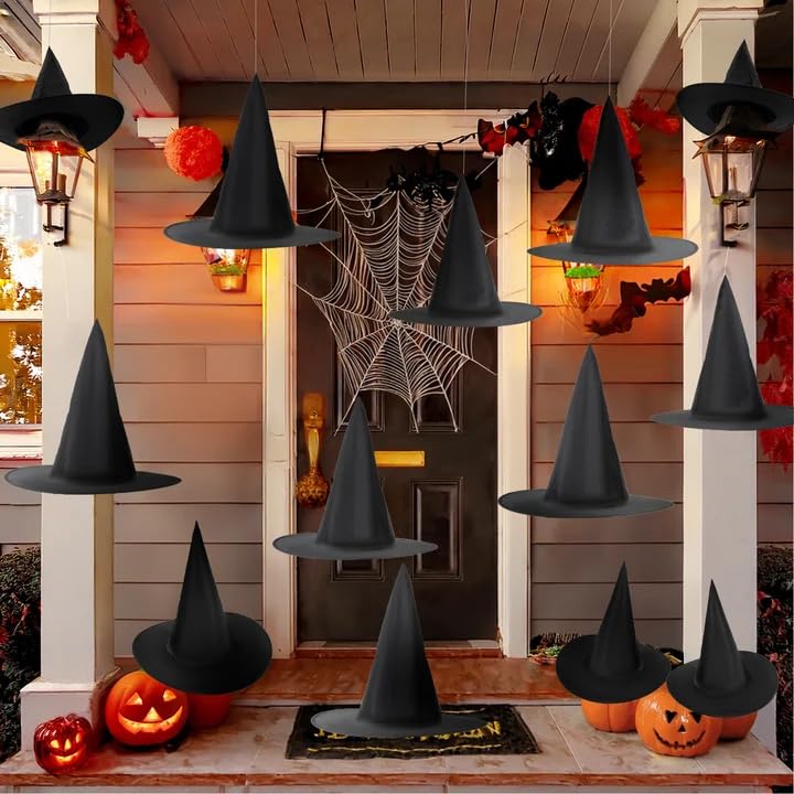 Halloween Witch Hats - Black Hanging Porch Decor for Halloween