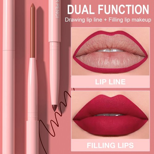 Evpct 12Pcs Retractable Lip Liner Set - Sculpt & Shape Lips in Mauve, Maroon, Red, & More