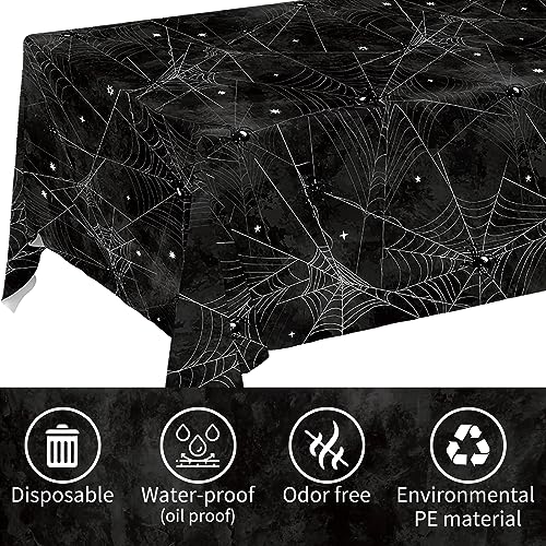 Halloween Spider Webs Disposable Tablecloths - 3 Pack, 54x108 Inches - Halloween Party Decorations