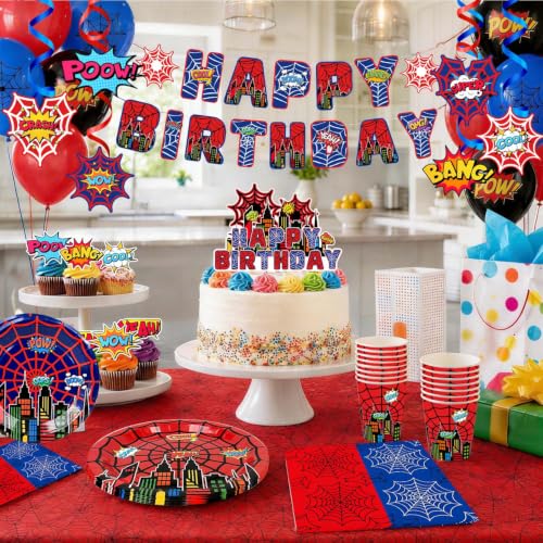 103pcs Spider Web Party Supplies Set Halloween Decorations for Birthday Celebration