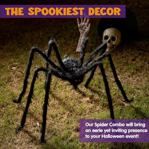 Giant Halloween Spider Decoration - 108 Inch Outdoor & Indoor Haunted House Prop