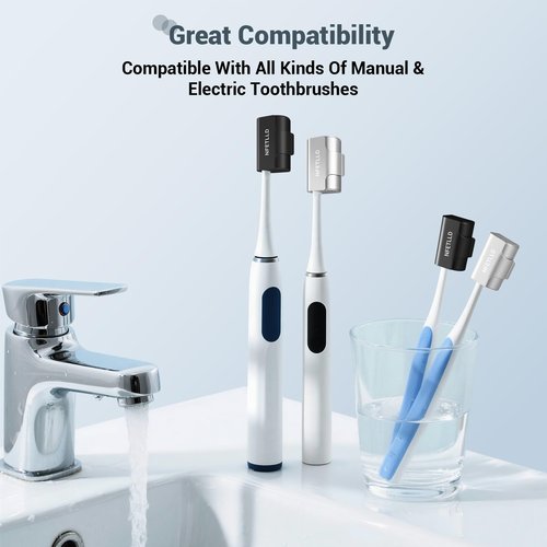 NFETLLD Aluminum Alloy Toothbrush Cover Cap, Long-lasting Toothbrush Head Covers Travel Toothbrush Protector Case for Electric and Manual Brushes, 2 Pcs, Silver+Black