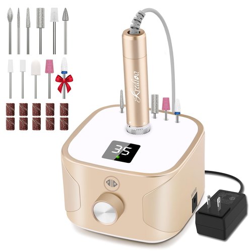 Kredioo Nail Drill Professional Electric 35000RPM Nail Drill Machine Kit Remove Gel Nails Acrylic Polish Thick Toe with 11 Sanding Bits E File Set