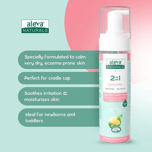 Aleva Naturals Hypoallergenic 2-in-1 Hair and Body Wash - Tea Tree Oil Formula for Sensitive Skin | 200ml