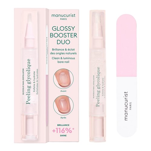 Manucurist Japanese Manicure Kit - Natural Glycolic Exfoliating Peel & Nail Buffer Block | Achieve Shiny Nails Without Polish