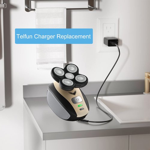 5V Power Cord for Freebird FlexSeries,Telfun, Roziapro, vsmooth, Roziaplus Electric Head & Body Hair Shaver Charger Replacement Electric Shaver Trimmer AC Power Adapter for Telfun Power Supply