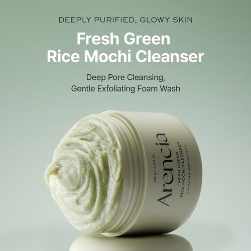Arencia Korean Rice Mochi Face Cleanser - Moisturizing & Brightening Daily Scrub | Vegan, Organic, 1.76oz