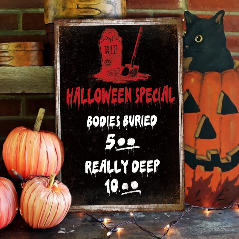 Halloween Special Metal Sign Wall Decor - Creepy Haunted House Halloween Humor - 8x12 Inches