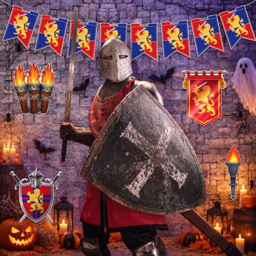 Medieval Renaissance Halloween Party Decorations Set - Banner, Cards, Tablecloth