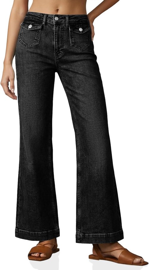 Cicy Bell Wide Leg Jeans - Casual High-Waisted Denim Pants with Pockets | Summer Baggy Style