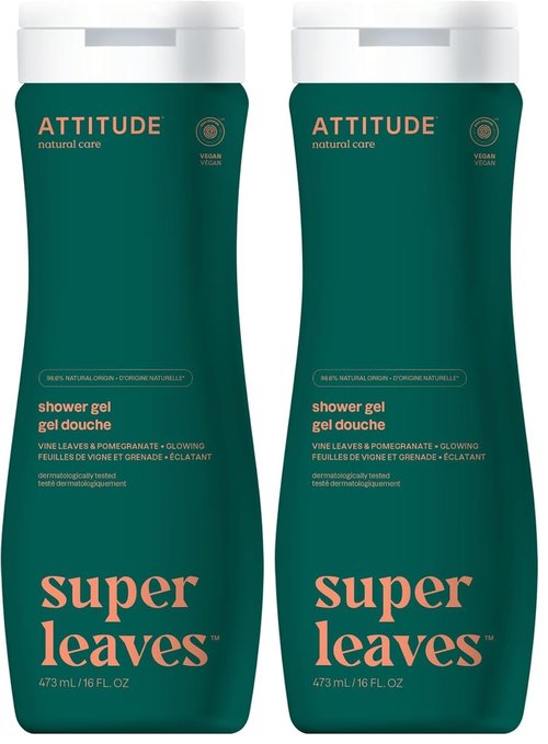 ATTITUDE Body Wash - EWG Verified Vegan Shower Gel with Red Vine Leaves - 16 Fl Oz (Pack of 2)