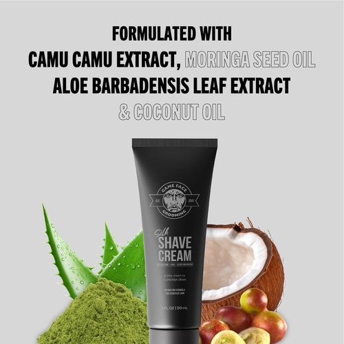 Game Face Silk Shave Cream - Hydrating Formula for Sensitive Skin, Fragrance-Free, Travel Size - 3 Fl. Oz.