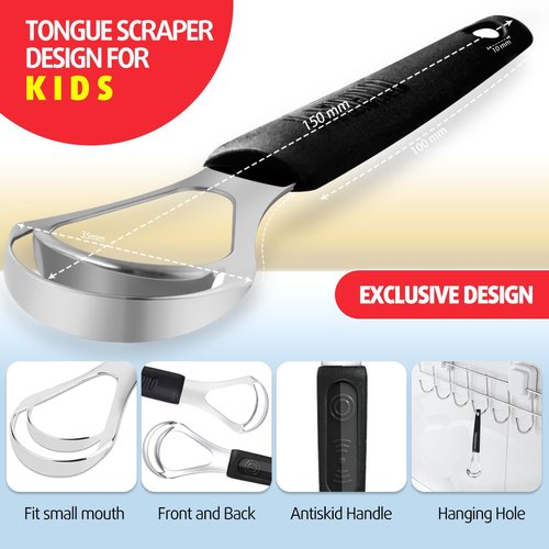 Cbiumpro Tongue Scraper Set - 4-Pack Stainless Steel Cleaners with Travel Case | Fresh Breath for Kids & Adults