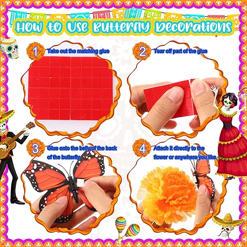 Marigold Flower & Monarch Butterfly Decor Set - Dia De Los Muertos & Diwali Altars