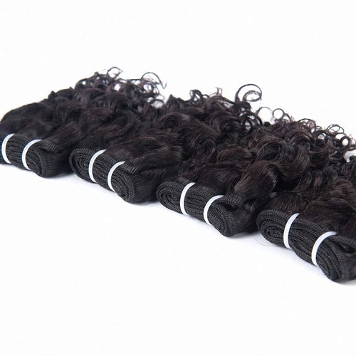Brazilian Water Wave Human Hair Weave 4 Bundles 8 Inch Ocean Wave Real Virgin Remy Unprocessed Short 4Bundles Sew In Hair Extensions Wet And Wavy 10A Grade Natural Black Color For Women Girls 50g