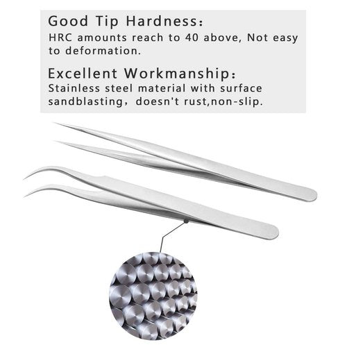 EMEDA Eyelash Extension Tweezers 2 Pieces VETUS Straight and J Curved Tweezers for Eyelash Extensions Precision Lashing Tweezers Professional Tools for Isolation Classic Volume Lash Extensions