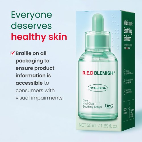 Dr. G R.E.D. Blemish Clear Hyal-Cica Soothing Serum - Korean Skincare - Long-Lasting, Hydrating Serum for All Skin Types - Cools Skin Temperature - Hyaluronic Acid & Centella Asiatica - 1.69 fl oz