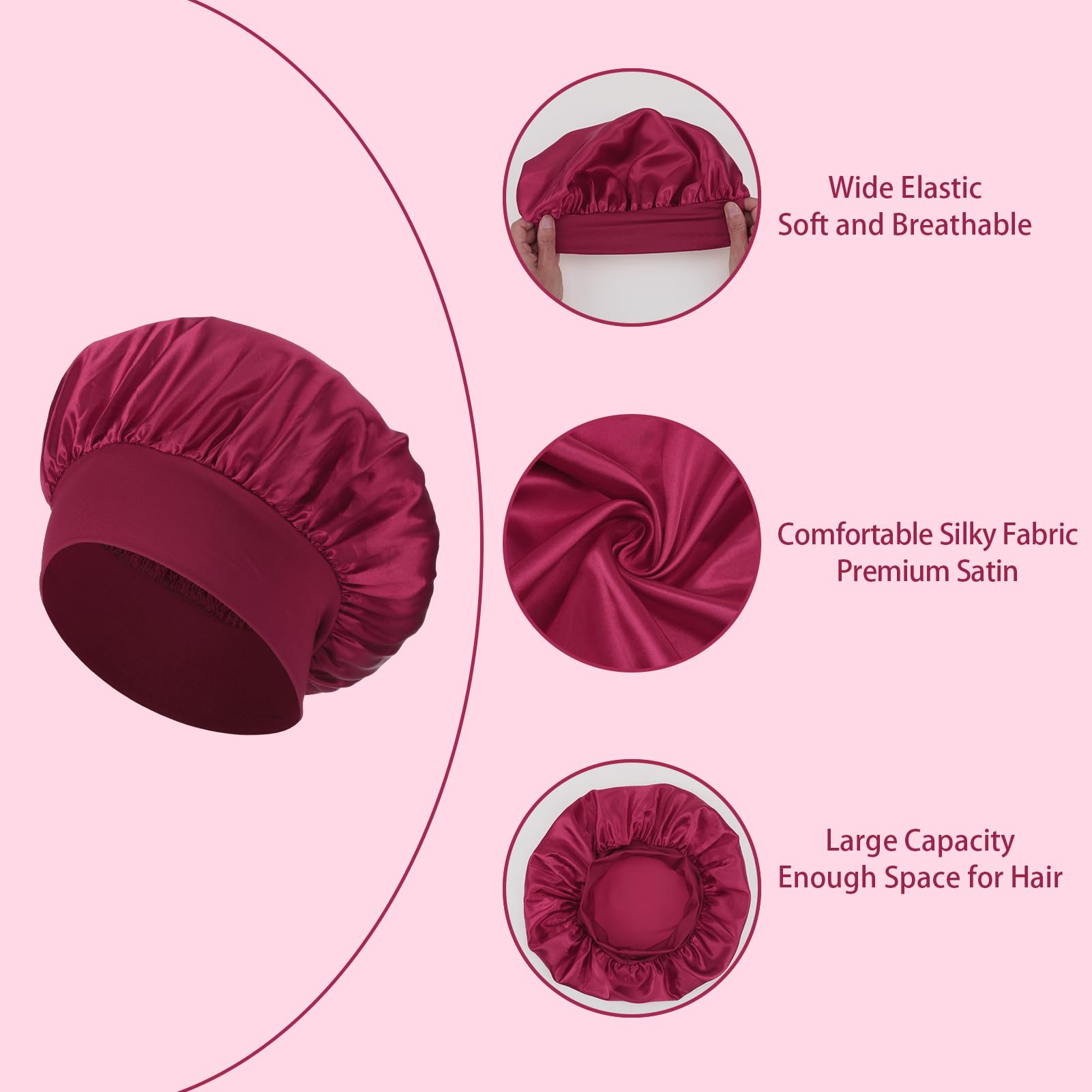 XLSXEXCL 6Pcs Satin Bonnet Silk Bonnet for Sleeping Silk Sleep Cap Satin Silk Hair Bonnets for Sleeping Elastic Band Silk Hair Wrap for Curly Hair Night Cap