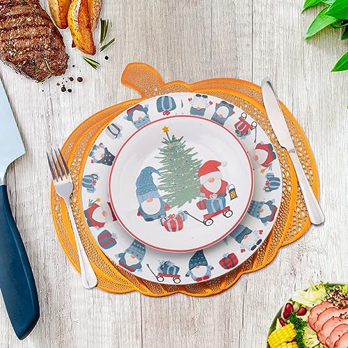 Pumpkin Placemats Set of 12 - Fall Harvest Table Decor for Thanksgiving & Halloween