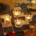 Clear Glass Crown Tealight Candle Holders Set of 12 - Wedding & Party Decor