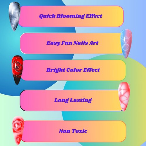 Blooming Gel, Marble, Spreading, Watercolor, Manicure, Nails Design, Flower Blooming, Easy to Use, Nails Art DIY or Professional LED/UV