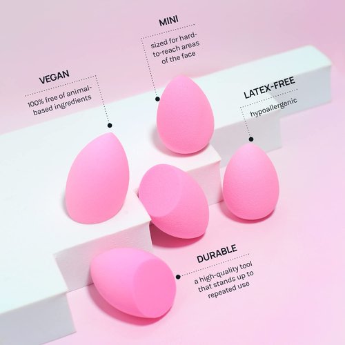 AOA Studio Mini Makeup Sponge Set - Latex-Free, High-Definition Blenders for Powder & Cream | 6 Super Soft Sponges (Pink)