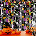 Halloween Foil Fringe Curtains - 2 Pack Black, Orange, Purple Tinsel Party Decorations