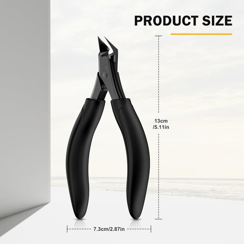 BEZOX Ingrown Toenail Clippers for Seniors, Slant Straight Blade Toe Nail Clippers for Thick and Ingrown Nails, Soft Grip Long Handle Toenail Scissors for Mani & Pedi Nail Care - Black