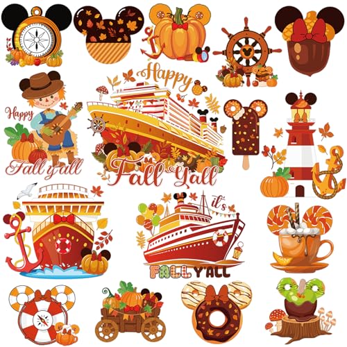 Fall Cruise Door Decorations - 16 Pcs Magnetic Mouse Pumpkin Ship Thanksgiving